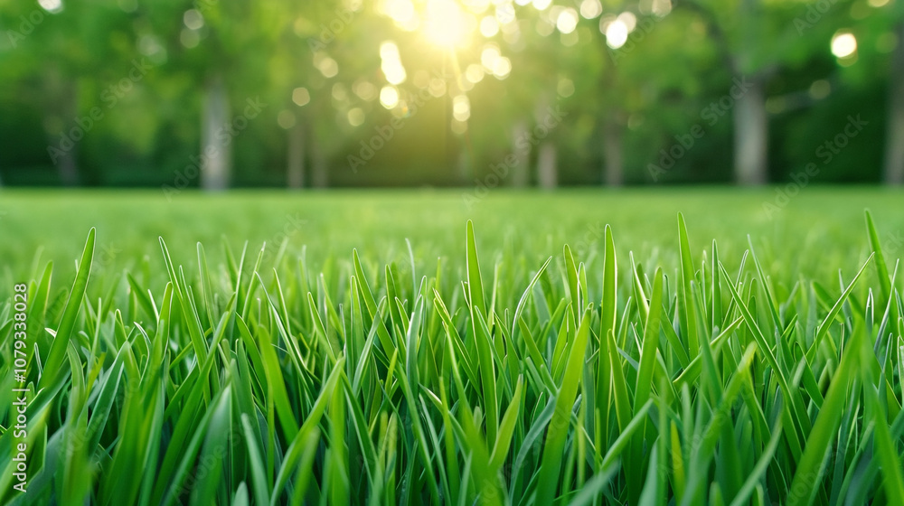 A Lush Green Meadow with Tall Grass and Soft Golden Sunlight A Lush Green Meadow with Tall Grass and Soft Golden Sunlight