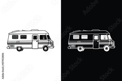 RV Camper icon on White Background Vector Art Illustration on white background.