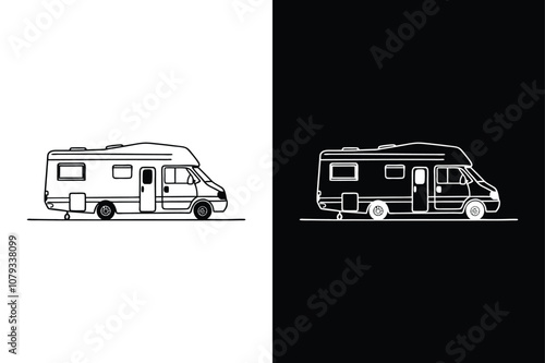 RV Camper icon on White Background Vector Art Illustration on white background.
