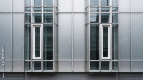 Modern Building Exterior with Metal Panel and Glass Windows