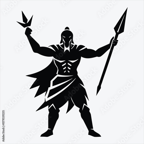 Nonviolent Warrior, Silhouette White background illustration, Generative Ai