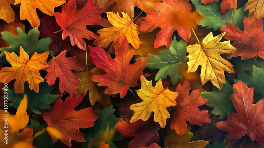 A close-up view of colorful autumn leaves on the ground A close-up view of colorful autumn leaves on the ground