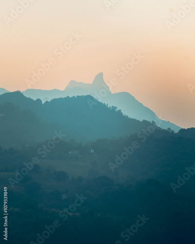 misty morning in mountains