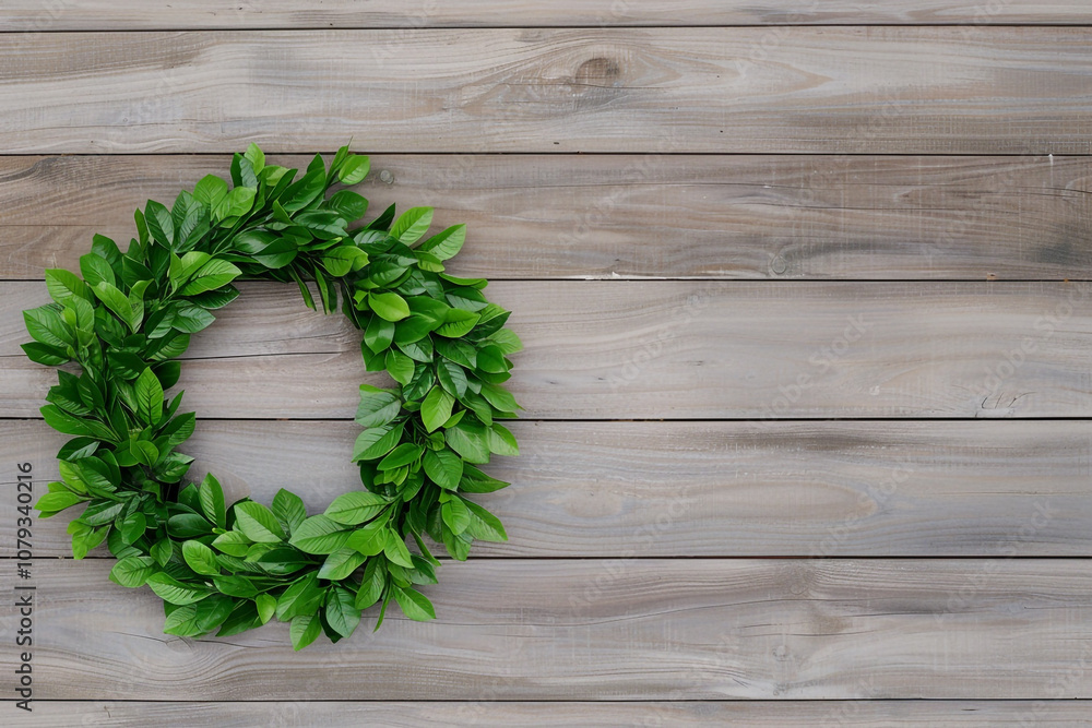 Festive Wreath on Rustic Wooden Door Festive Wreath on Rustic Wooden Door