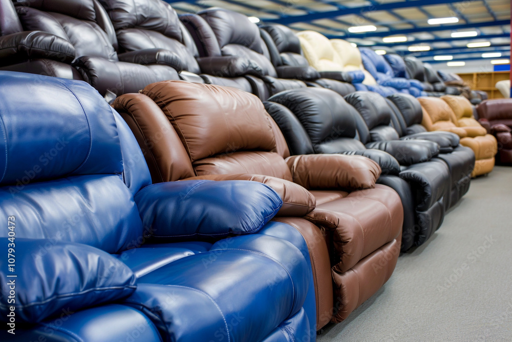 Fototapeta premium Modern Furniture Showroom with Various Couches and Recliner