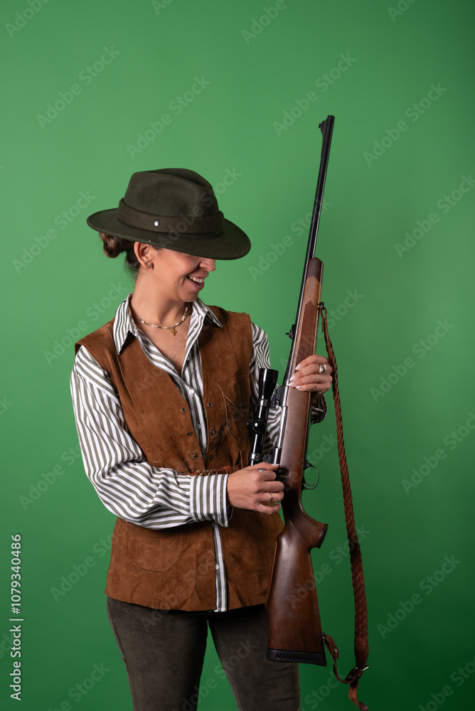Huntress on green background: Images should NOT be used for anti-hunting campaigns. Huntress on green background: Images should NOT be used for anti-hunting campaigns.