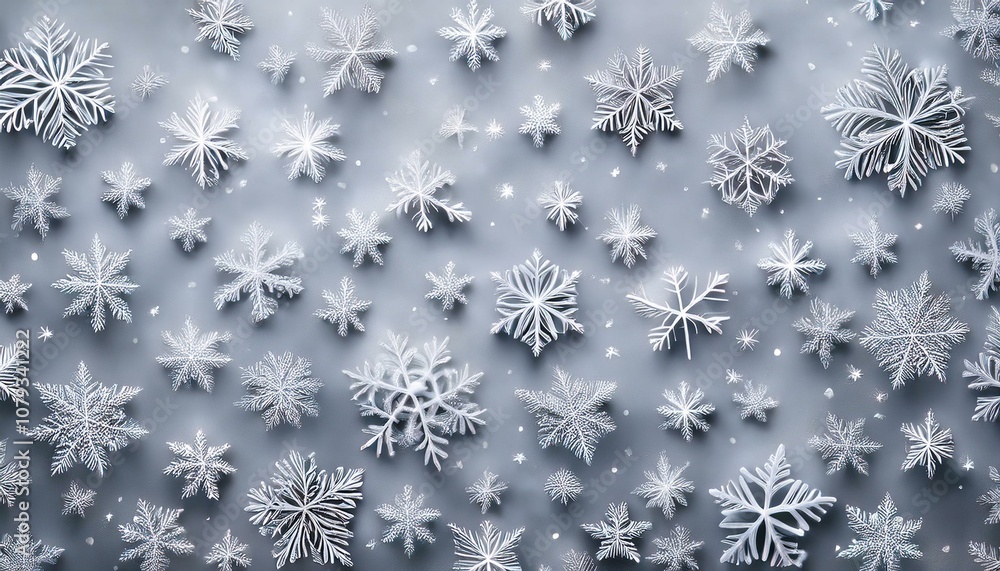 Grey Winter Background with snowflakes for your own creations Grey Winter Background with snowflakes for your own creations