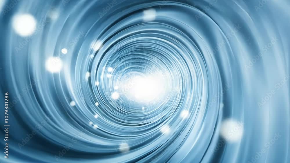 A swirling blue vortex leads to a bright light, creating an abstract and mesmerizing image A swirling blue vortex leads to a bright light, creating an abstract and mesmerizing image