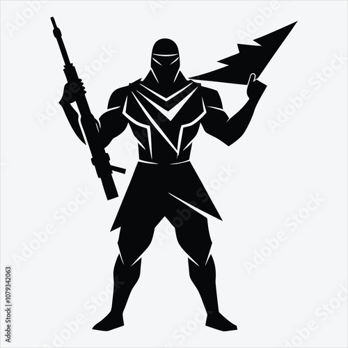 Nonviolent Warrior, Silhouette White background illustration, Generative Ai