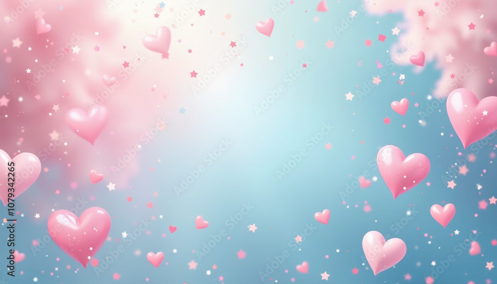 Delicate Pink Hearts and Stars Background Delicate Pink Hearts and Stars Background