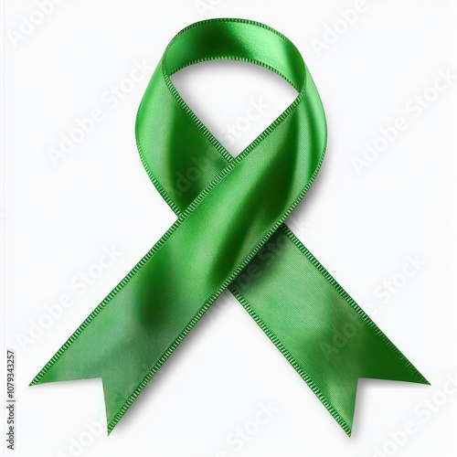 green ribbon on transparent background, PNG image.