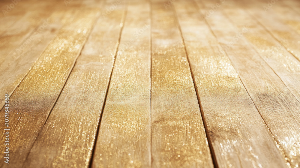 Golden wooden planks on a floor reflecting warm light in a cozy setting Golden wooden planks on a floor reflecting warm light in a cozy setting