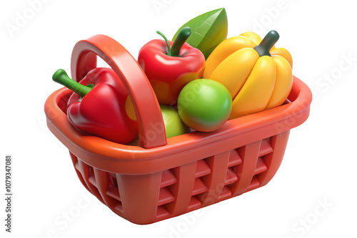 Colorful vegetables in a shopping basket, ideal for healthy eating, grocery, and nutrition themes photo