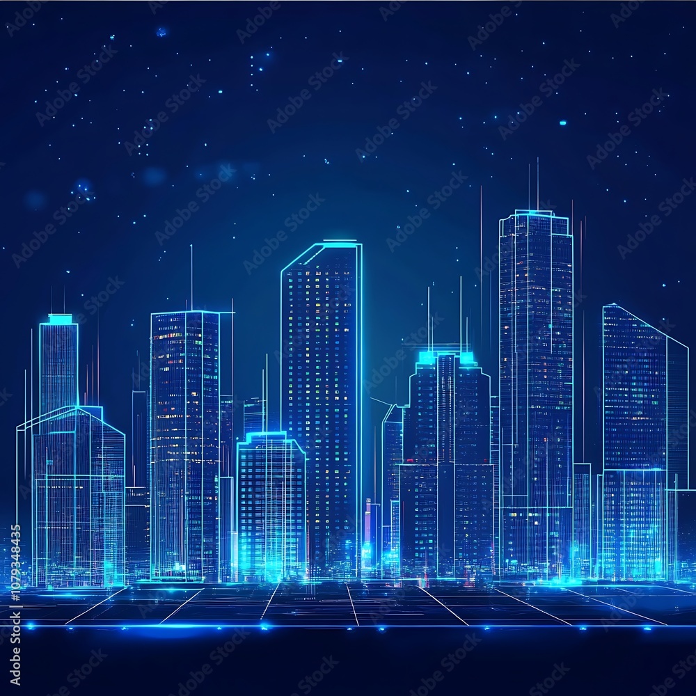 Fototapeta premium Advanced technology shaping the future of smart city landscapes.