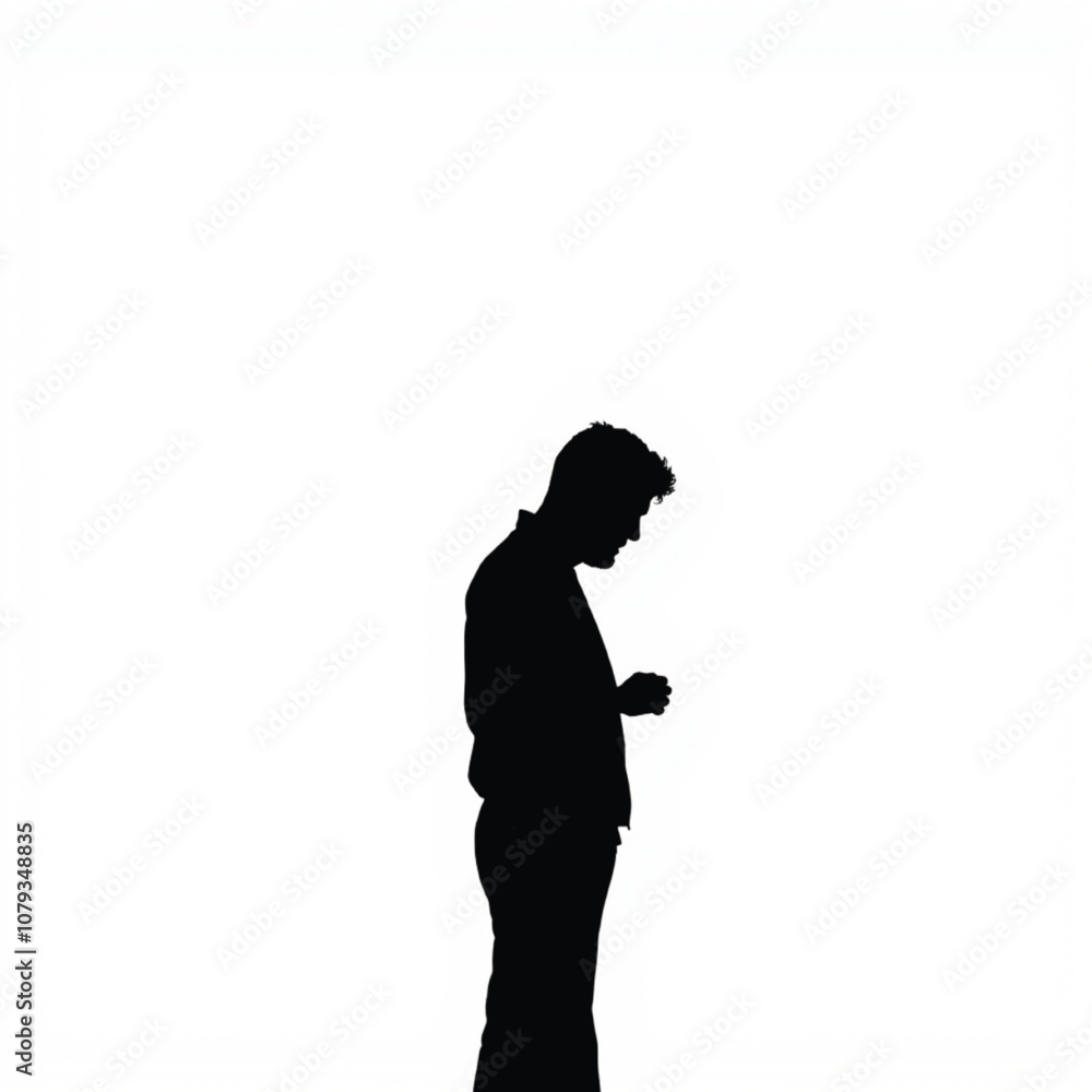Man Silhouette Silhouette, black color silhouette on a white background Man Silhouette Silhouette, black color silhouette on a white background