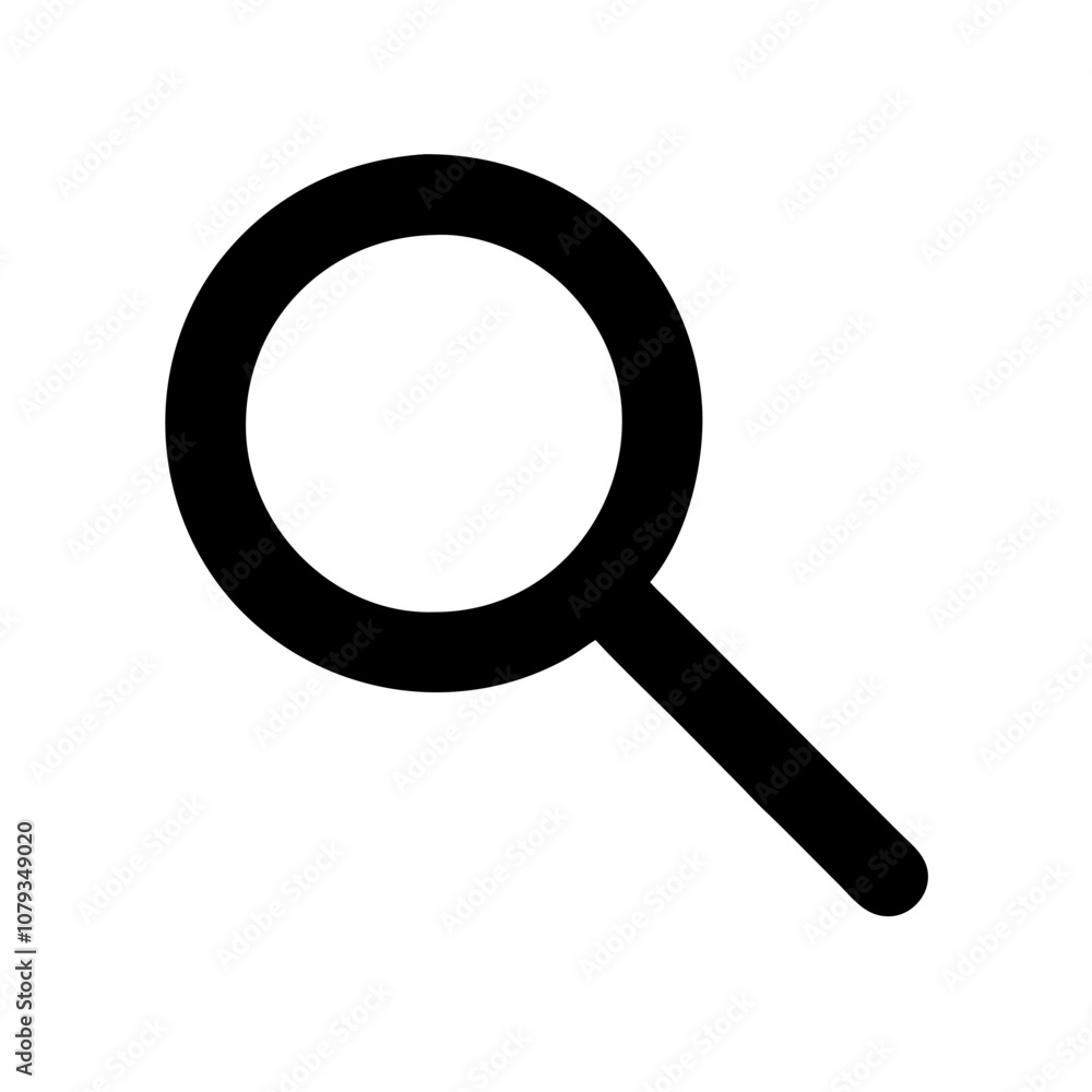 A simple black vector icon of a magnifying glass representing search, exploration, and discovery concepts commonly used in digital interfaces or print media A simple black vector icon of a magnifying glass representing search, exploration, and discovery concepts commonly used in digital interfaces or print media