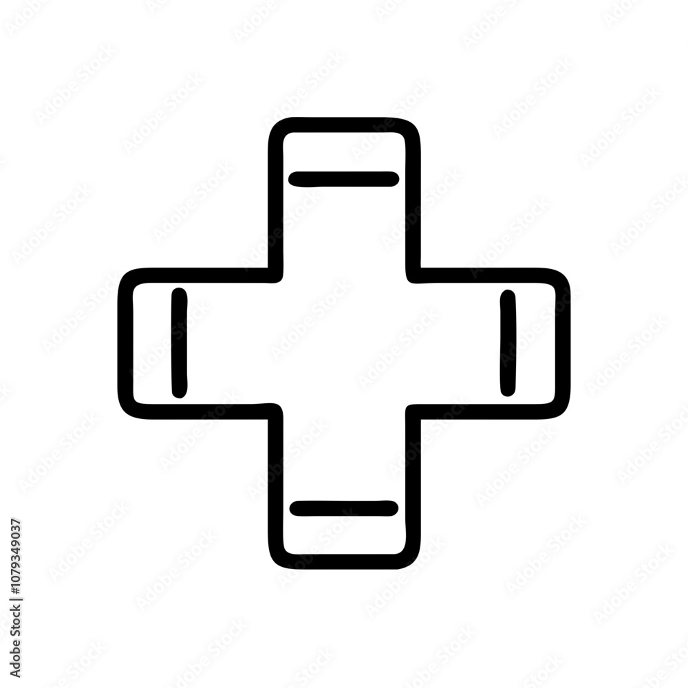 A simple vector icon featuring a bold medical cross symbol, commonly associated with health care, emergency services, and medical assistance found in a variety of contexts A simple vector icon featuring a bold medical cross symbol, commonly associated with health care, emergency services, and medical assistance found in a variety of contexts