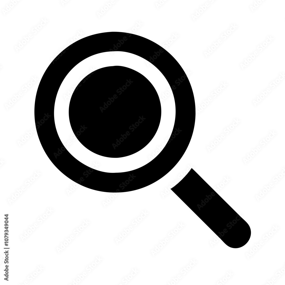 A simple vector icon of a magnifying glass representing searching, examining, or investigating in various contexts for design and digital projects A simple vector icon of a magnifying glass representing searching, examining, or investigating in various contexts for design and digital projects