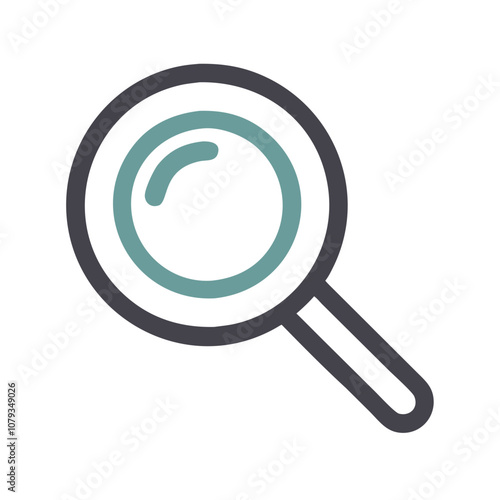 A detailed vector icon of a magnifying glass illustrating the concept of search, inquiry, and exploration in a modern digital format suitable for various applications