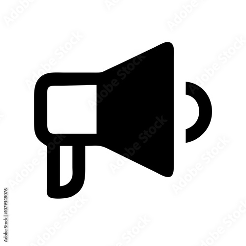 A black vector icon of a megaphone symbolizing communication and public announcements in various contexts such as marketing, activism, and events for engaging audiences effectively
