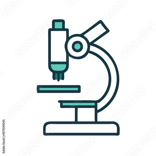 This vector icon features a detailed and minimalist microscope design, commonly used in laboratories and educational settings, showcasing scientific research and exploration