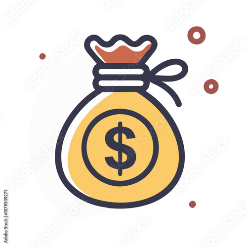 A vector icon featuring a money bag, symbolizing wealth, savings, and financial success, ideal for use in finance-related projects and applications