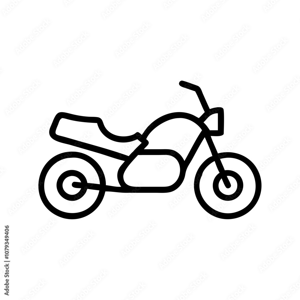 A simple vector icon of a motorcycle depicted in a minimalist style, showcasing key features such as wheels, seat, and handlebars, suitable for use in various design projects A simple vector icon of a motorcycle depicted in a minimalist style, showcasing key features such as wheels, seat, and handlebars, suitable for use in various design projects