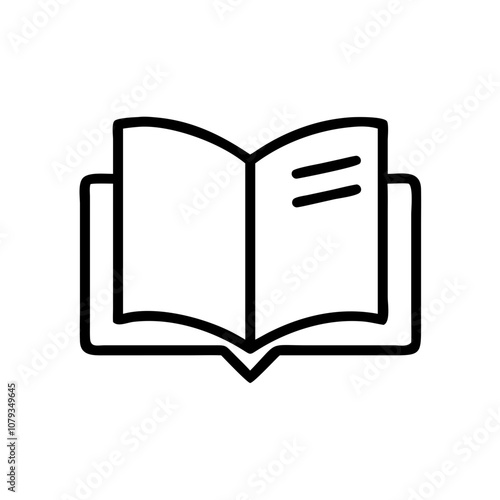 Vector icon of an open book, symbolizing knowledge and reading, ideal for educational purposes or digital content related to literature, libraries, and study materials