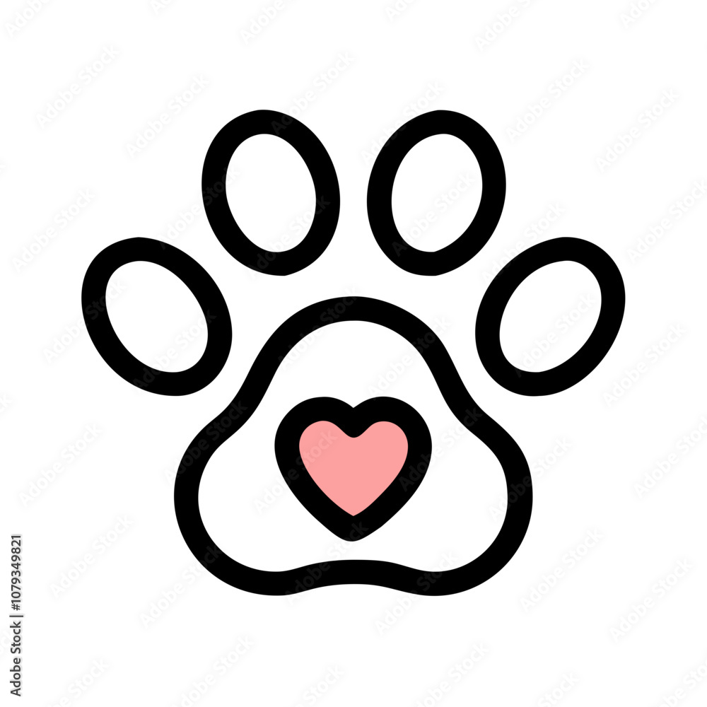 A delightful vector icon featuring a stylized paw print with a heart in the center, perfect for pet lovers and animal advocates looking for unique design elements A delightful vector icon featuring a stylized paw print with a heart in the center, perfect for pet lovers and animal advocates looking for unique design elements