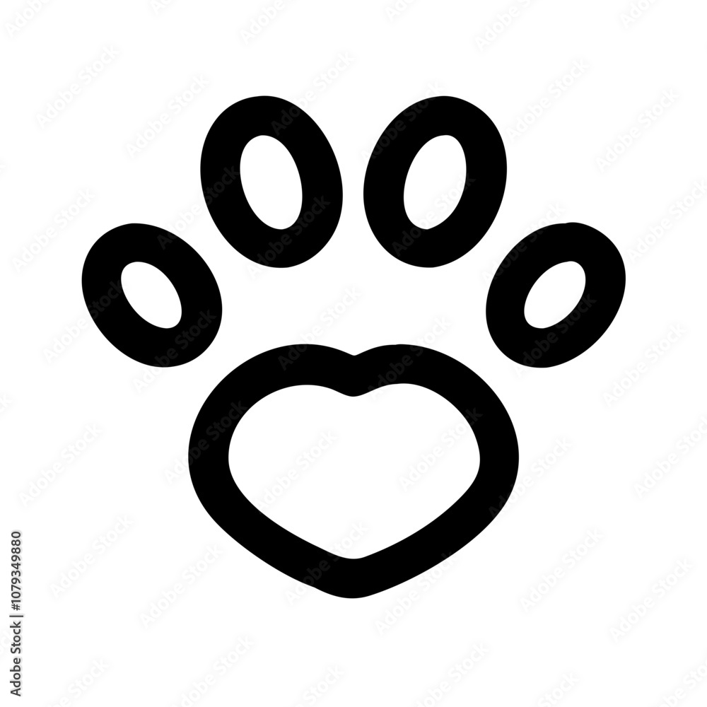 A vector icon featuring a heart embedded within a stylized paw print representing love for pets and animals, perfect for animal rescue campaigns and pet-related graphics A vector icon featuring a heart embedded within a stylized paw print representing love for pets and animals, perfect for animal rescue campaigns and pet-related graphics