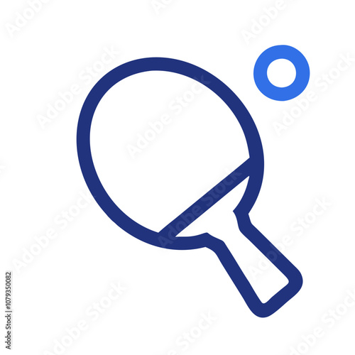 Vector icon depicting a simple and clean design of a ping pong paddle and ball, perfect for sports-related graphics in any context, showcasing the essence of table tennis