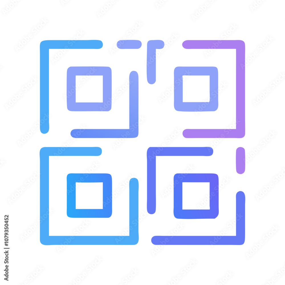 A stylish vector icon of a QR code featuring a modern blue and purple design, representing a digital tool for quick information access in various contexts A stylish vector icon of a QR code featuring a modern blue and purple design, representing a digital tool for quick information access in various contexts