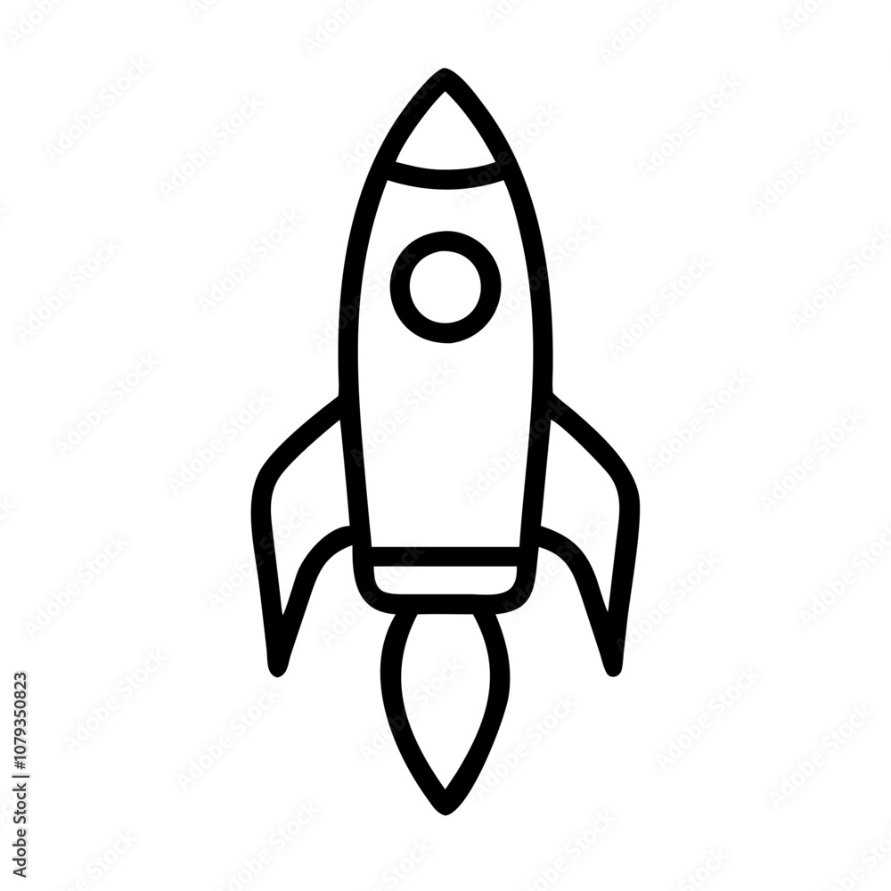 Vector icon of a rocket ship taking off, symbolizing innovation and progress in technology and space exploration adventures, perfect for projects related to aerospace or startups Vector icon of a rocket ship taking off, symbolizing innovation and progress in technology and space exploration adventures, perfect for projects related to aerospace or startups