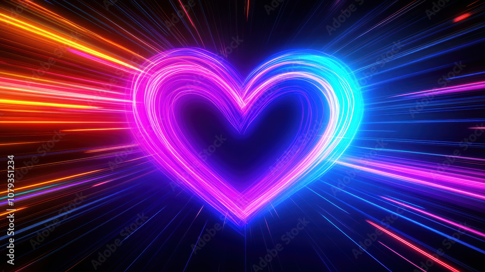 Neon heart with high-speed motion blur Neon heart with high-speed motion blur