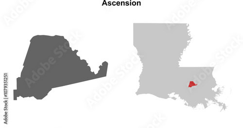 Ascension Parish (Louisiana) blank outline map set