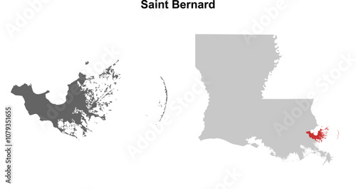 Saint Bernard Parish (Louisiana) blank outline map set