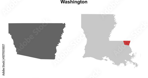 Washington Parish (Louisiana) blank outline map set