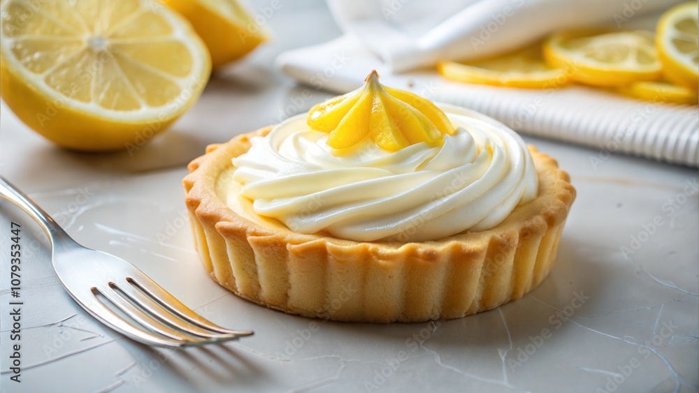 Mini Lemon Tart with Whipped Cream and Lemon Slice Topping Mini Lemon Tart with Whipped Cream and Lemon Slice Topping
