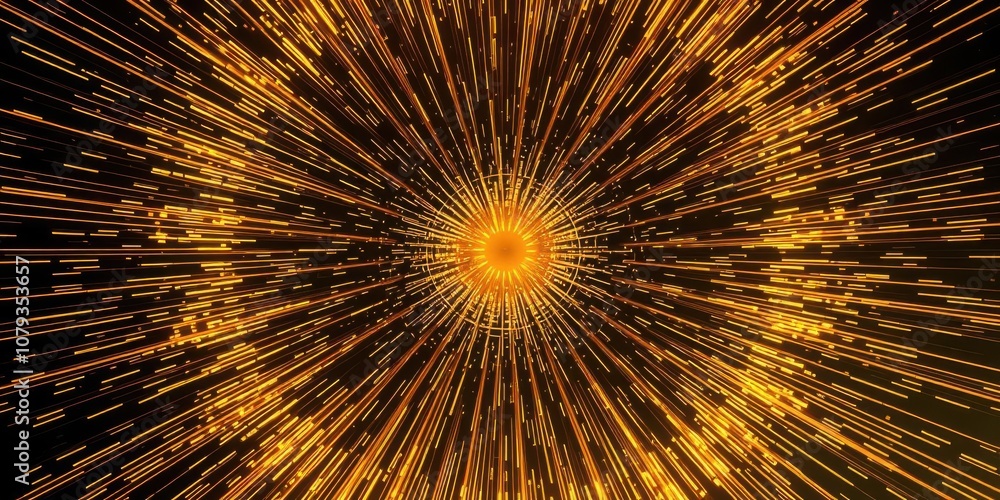 Obraz premium Golden lights radiating from the center creating a stunning scene, celebration, sparkle