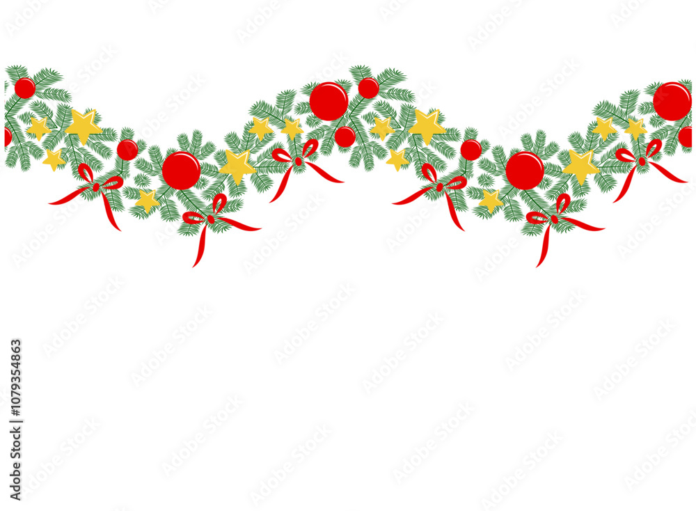 seamless christmas garland on white background seamless christmas garland on white background