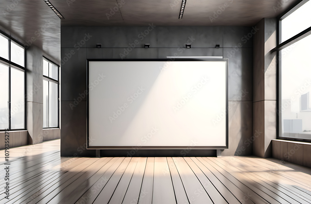 Interior of modern gallery with empty poster on concrete wall. vertical Mock up. Generative AI
Interior of modern gallery with empty poster on concrete wall. vertical Mock up. Generative AI