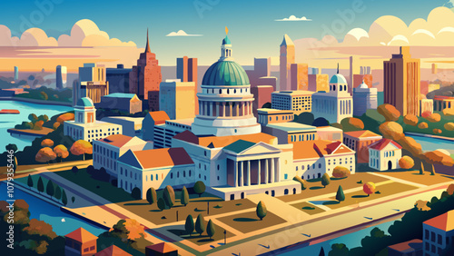 Aerial view of Jefferson City, Missouri. Jefferson City is the capital of the U.S. state of Missouri