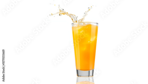 Glass of orange juice isolated on transparent background. Png isolated with white highlights, png