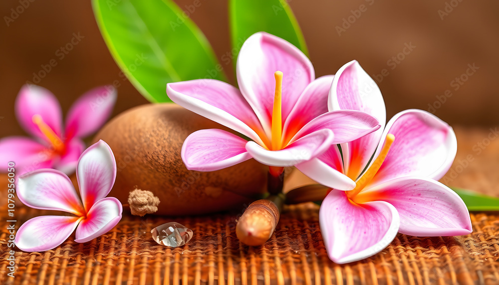 Thai Spa. Massage spa treatment aroma for healthy wellness and relax. Spa Plumeria flower for body therapy isolated with white highlights, png Thai Spa. Massage spa treatment aroma for healthy wellness and relax. Spa Plumeria flower for body therapy isolated with white highlights, png