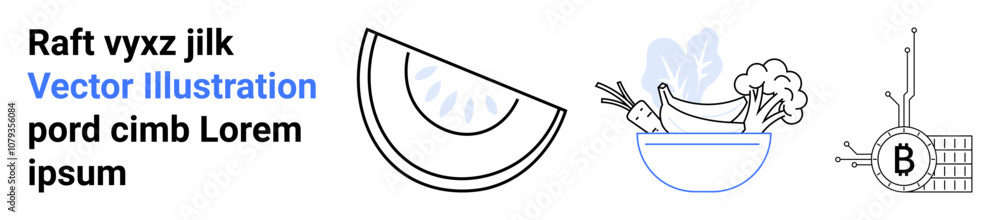Melon slice, mixed vegetable bowl, and blockchain symbol with blue accents. Ideal for health blogs, recipes, financial articles, educational content, diet plans, tech guides, and landing pages Melon slice, mixed vegetable bowl, and blockchain symbol with blue accents. Ideal for health blogs, recipes, financial articles, educational content, diet plans, tech guides, and landing pages