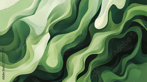 Fototapeta Naklejka Na Ścianę i Meble -  Abstract organic green wallpaper background illustration. Botanical. Illustration