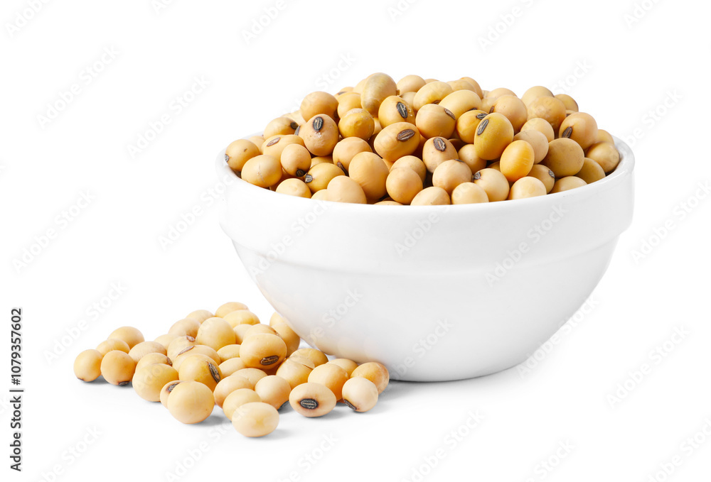 Soy beans in bowl isolated on white Soy beans in bowl isolated on white