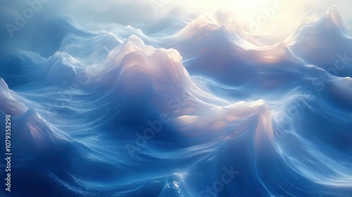 Abstract Background with Wavy Lines and Soft Blue Tones