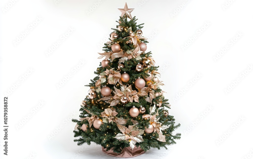 Traditional Green Tree with Red Bows and Plaid Ribbon: A festive tree with classic red bows, plaid ribbon, golden bells, and bright red ornaments, creating a timeless holiday Traditional Green Tree with Red Bows and Plaid Ribbon: A festive tree with classic red bows, plaid ribbon, golden bells, and bright red ornaments, creating a timeless holiday