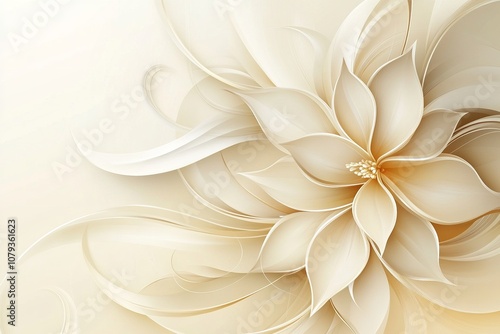 Abstract floral vector background with soft gold and cream tones and swirling patterns